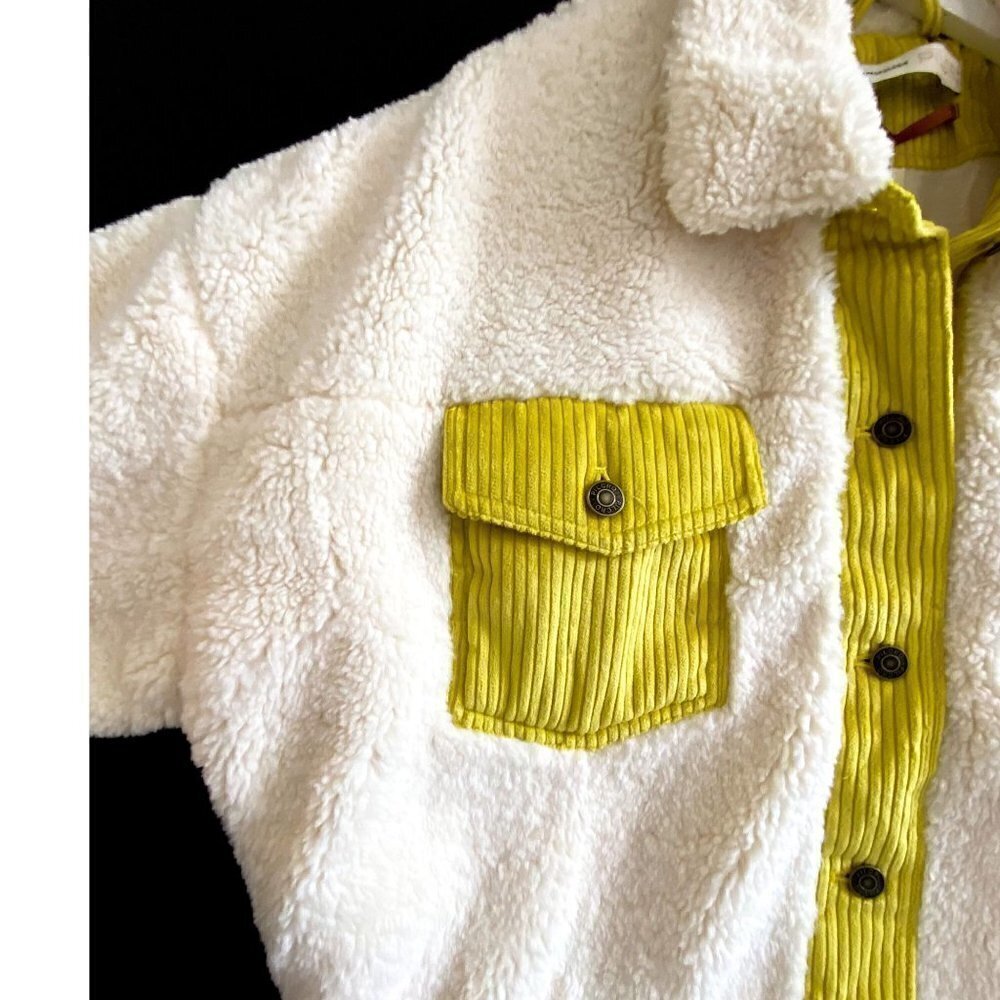 Anthropologie Leslie Sherpa Jacket Size M, Ecru, Yellow NWT - Picture 10 of 16